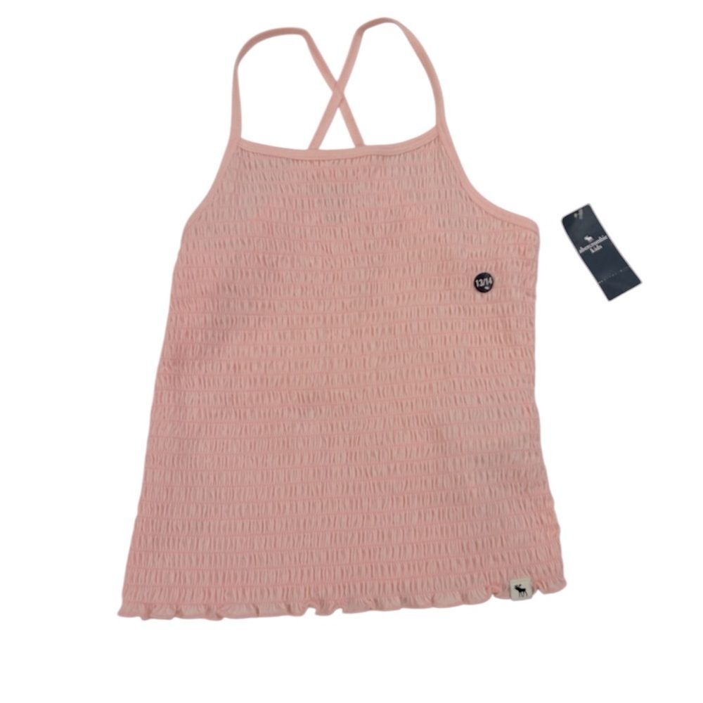 NWT Abercrombie Kids Girls Smocked Light Pink Cross Back Tank Top